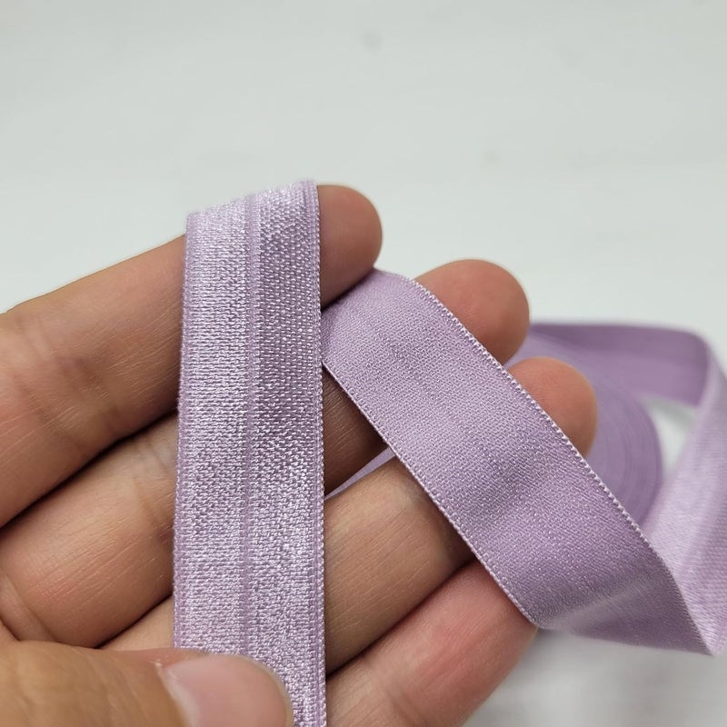 FAYADA Fold Over Elastic,5/8" Foldover FOE Trim Elastic Ribbon,Stretch FOE Band for Hair Ties Headbands Sewing Craft -5 Yards (Lavender) - Image 4